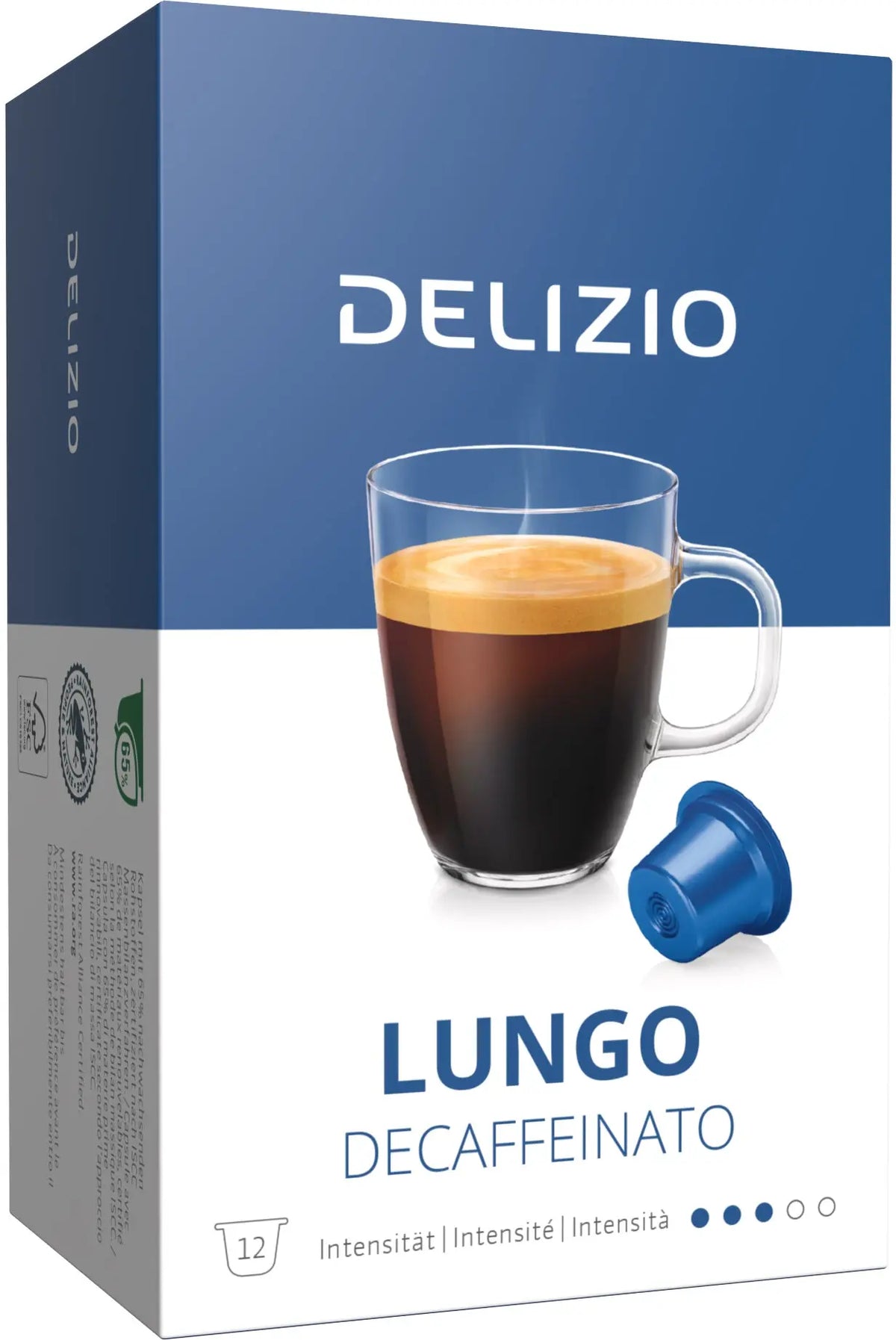 DELIZIO Kaffeekapseln 2001097 Lungo Decaffeinato 12 Stück Idealshop