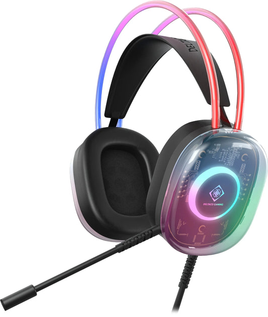 DELTACO GAMING Headset DH230 RGB GAM-186 Semi-transp.Headband,Earcups Idealshop