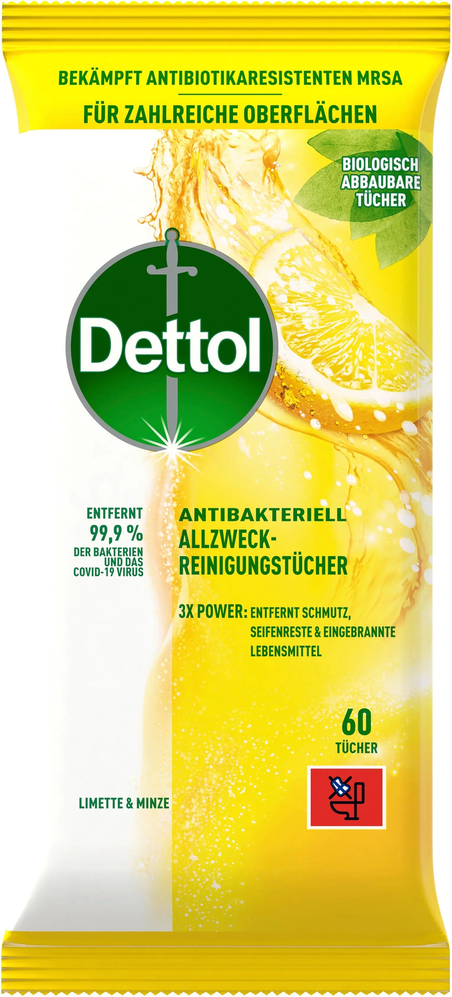 DETTOL Allzweck-Reinigungstücher 3270741 Limette & Minze 66 Stück Idealshop