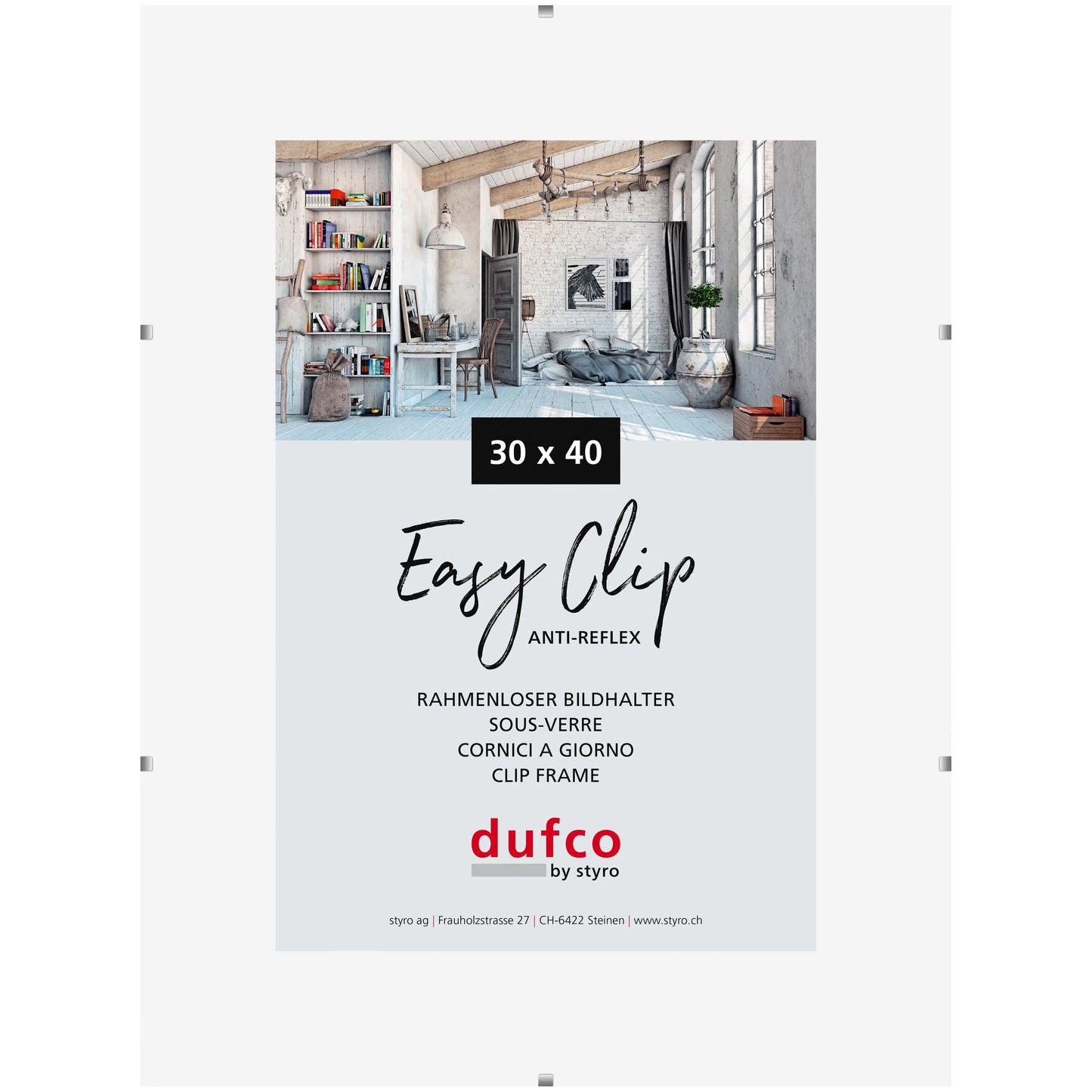 DUFCO Cliprahmen (ohne Rahmen) 1420.41005 30x40cm Idealshop