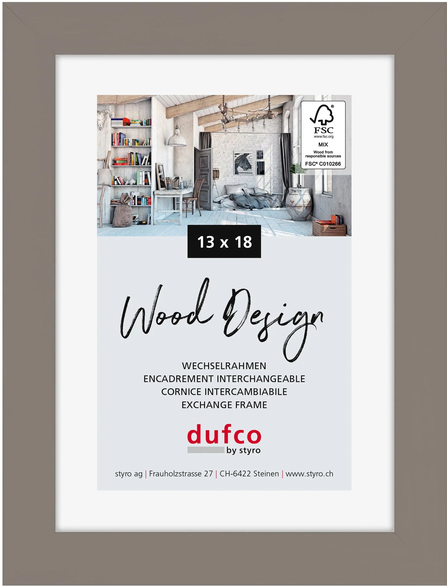 DUFCO Holz-Bilderrahmen 13x18cm 1610.80661 Toronto grau Idealshop