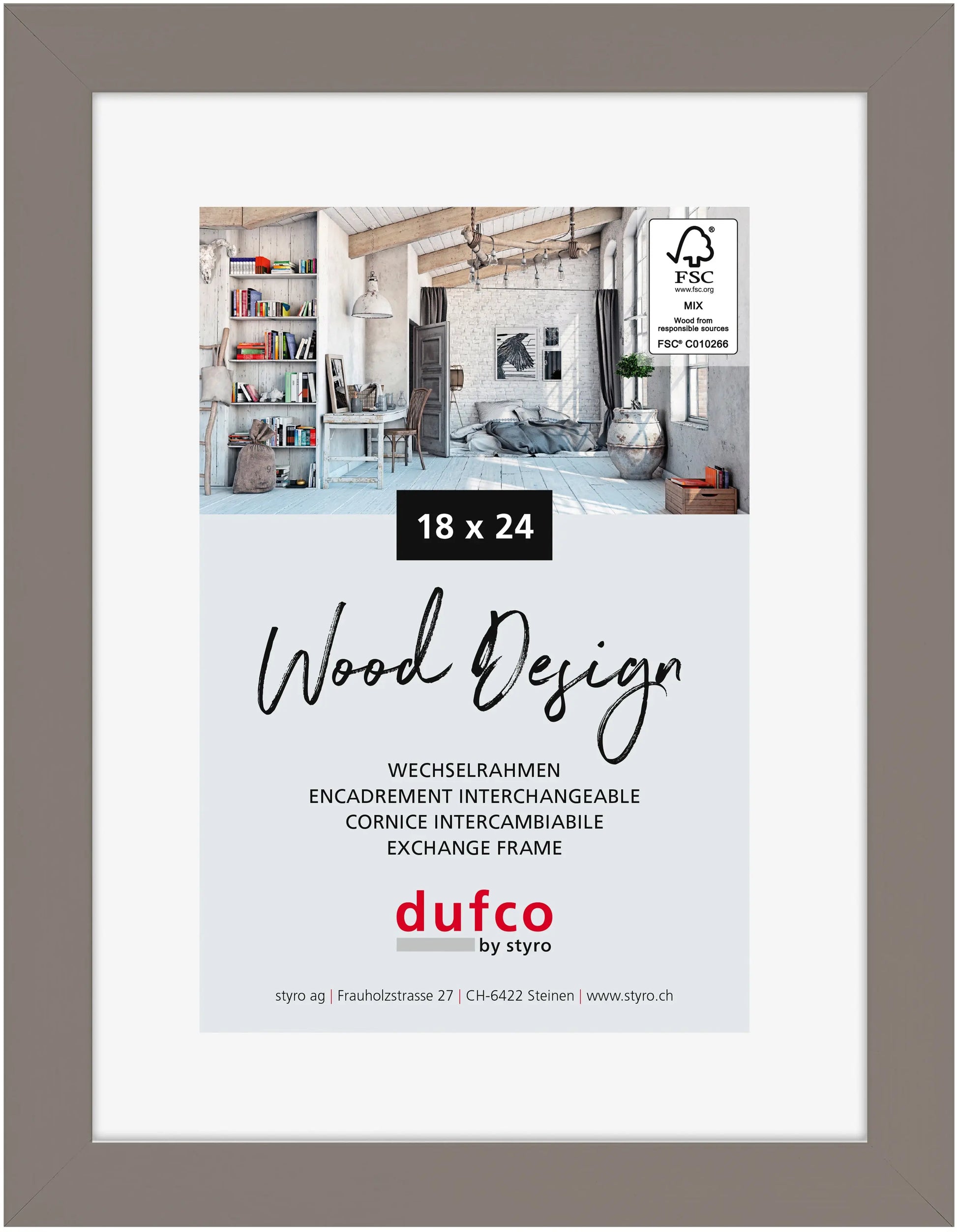 DUFCO Holz-Bilderrahmen 18x24cm 1610.80662 Toronto grau Idealshop
