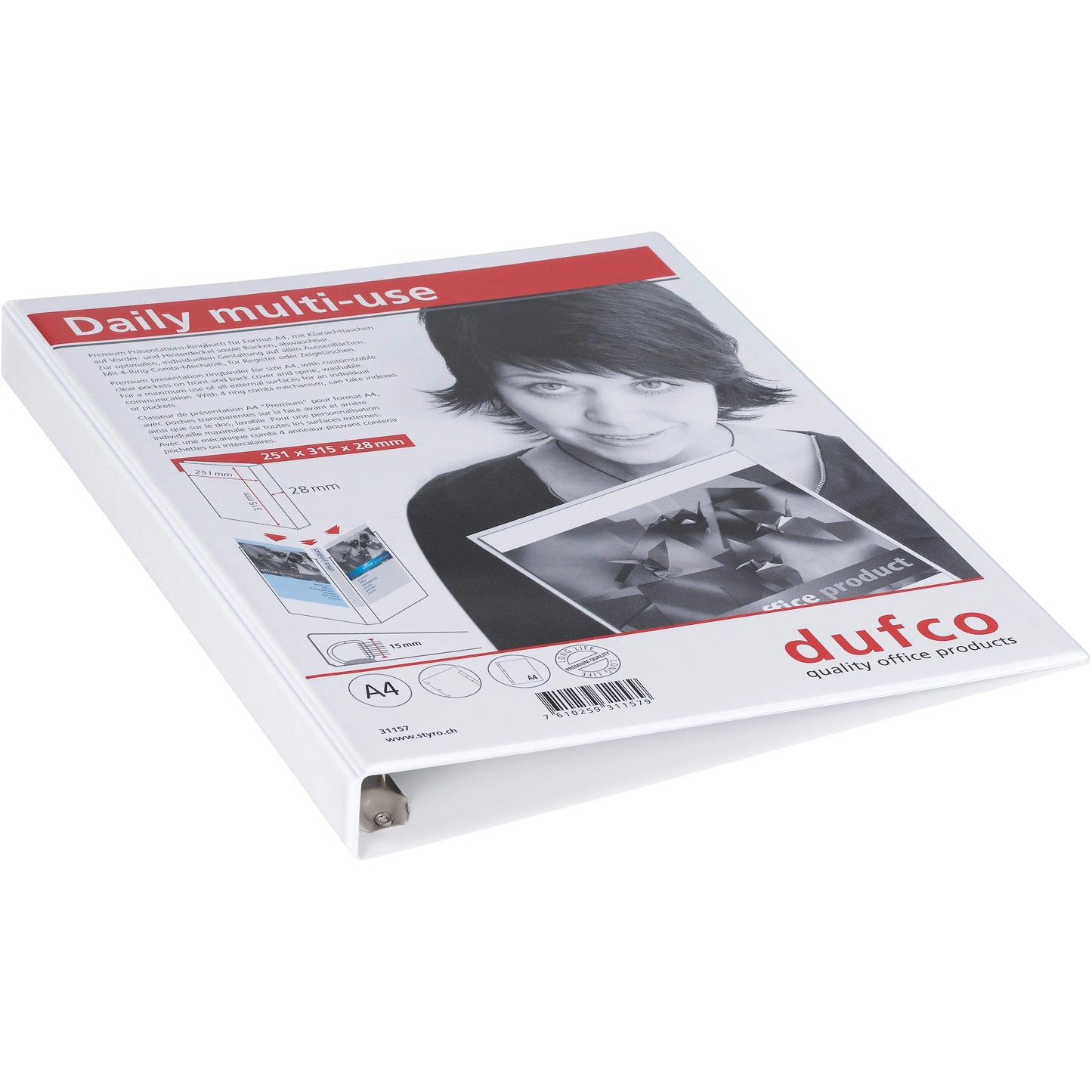 DUFCO Präsentationsordner 31157 A4 2.8cm weiss Idealshop