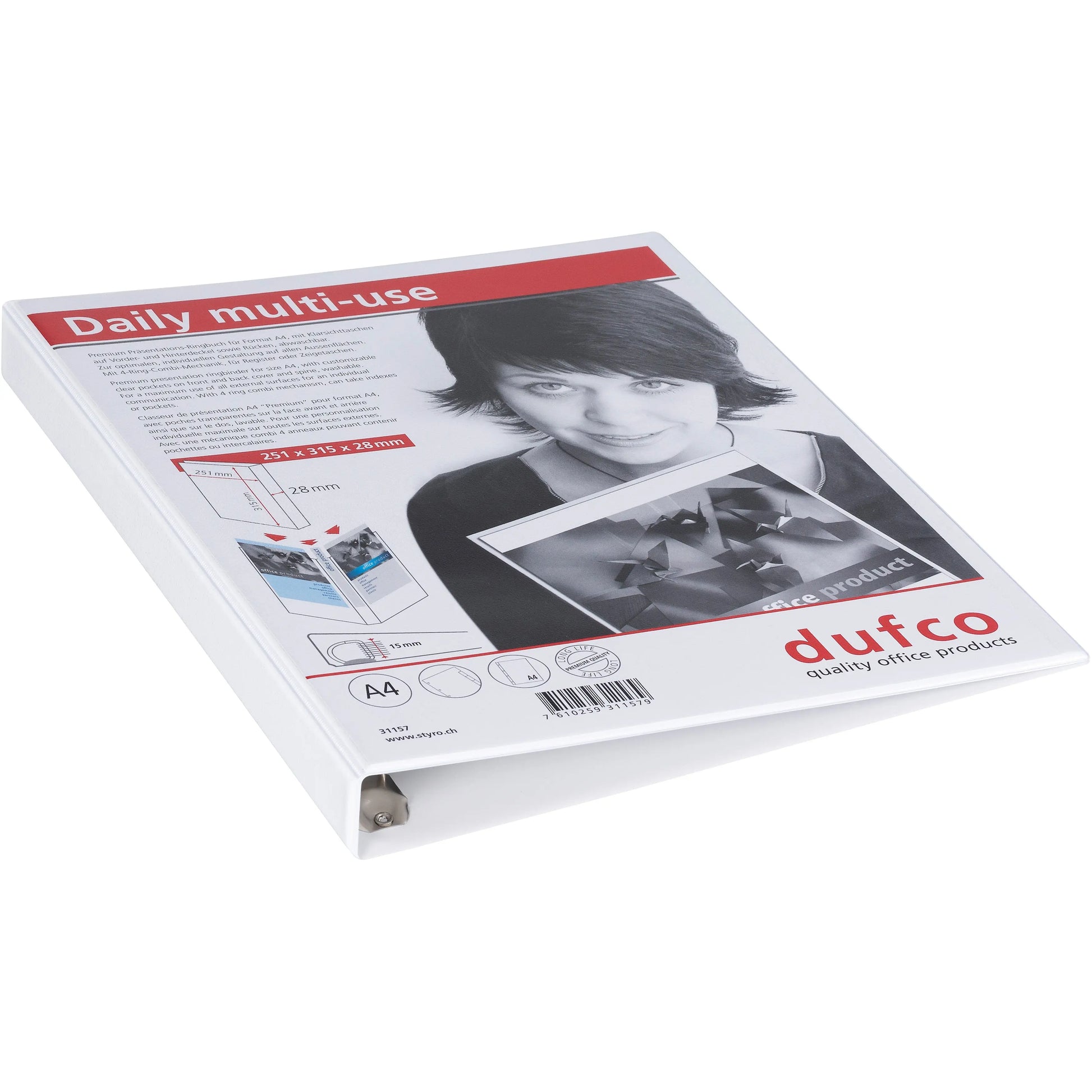 DUFCO Präsentationsordner 31157 A4 2.8cm weiss Idealshop