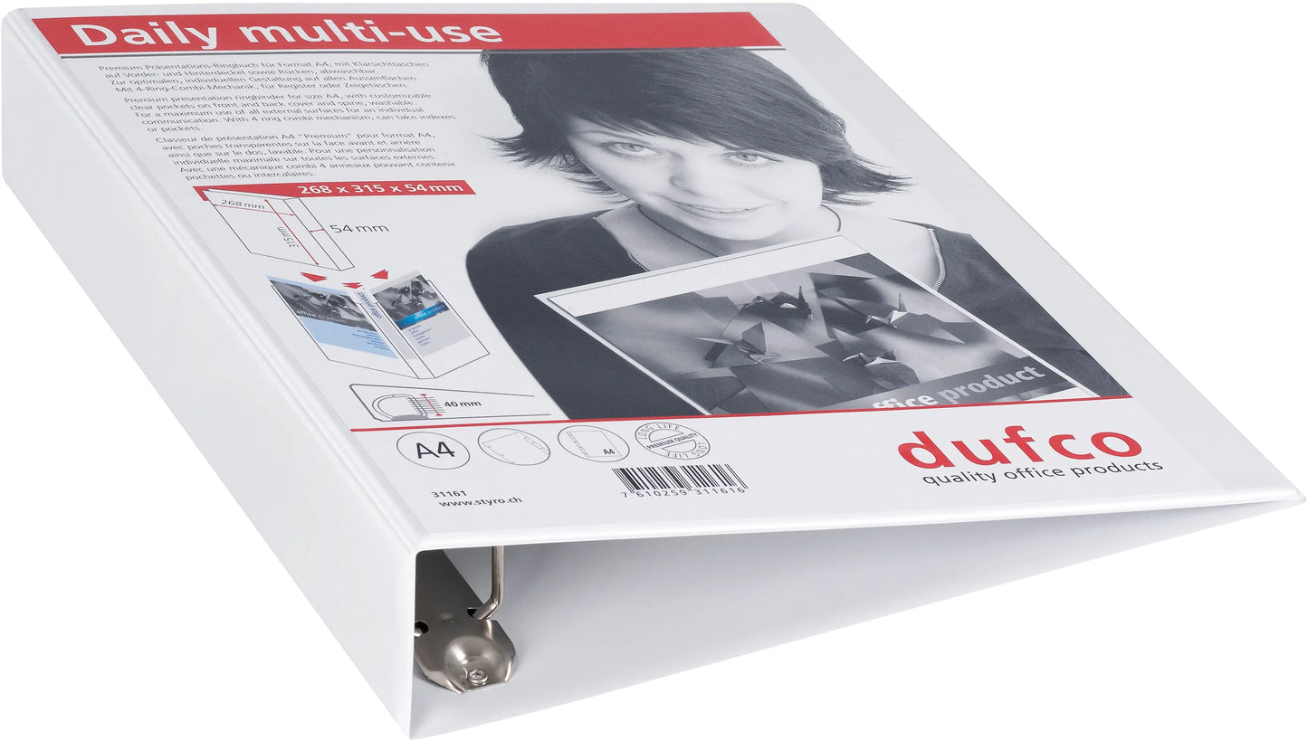 DUFCO Präsentationsringbuch A4 31161 weiss, 54mm, 4-Ring Idealshop