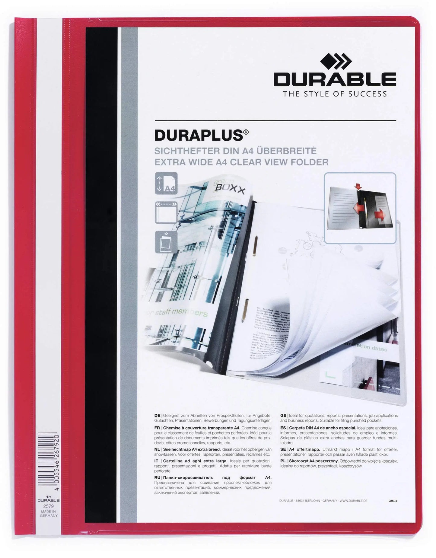 DURABLE Angebotshefter DURAPLUS 257903 für 100 Blatt A4 rot Idealshop