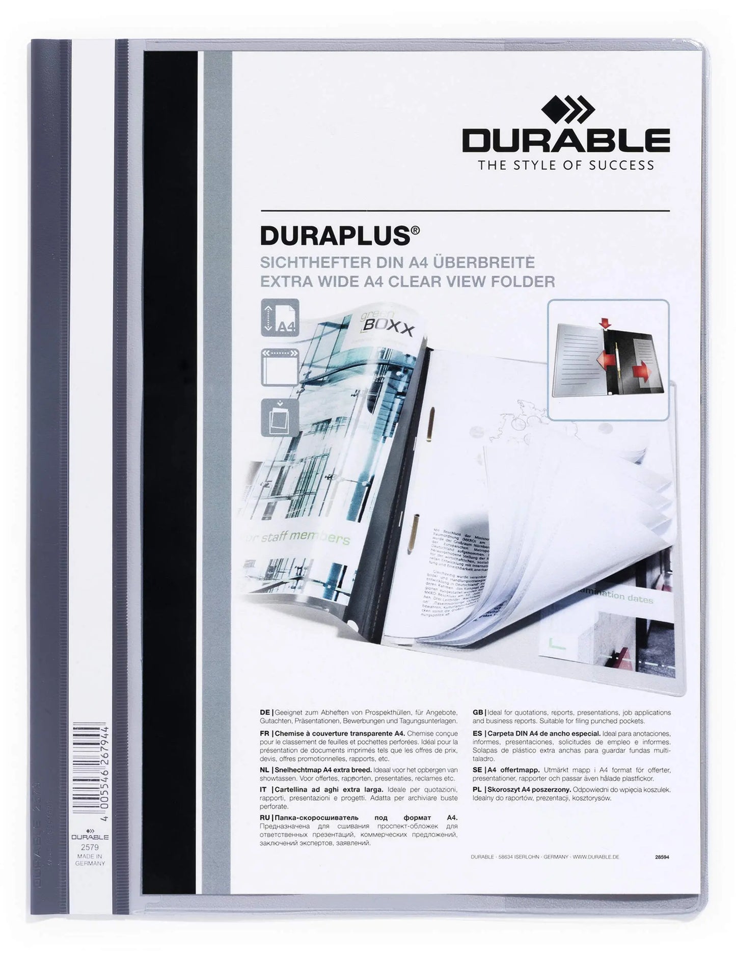 DURABLE Angebotshefter DURAPLUS 257910 für 100 Blatt A4 grau Idealshop