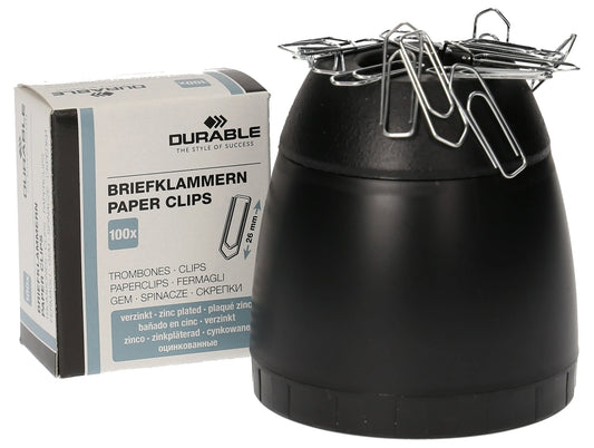 DURABLE Büroklammernspender 24mm 1709051060 schwarz, Magnetrand,100 Stück Idealshop