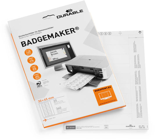 DURABLE Etiketten Badgemaker 142302 30x65mm 20 Stück Idealshop