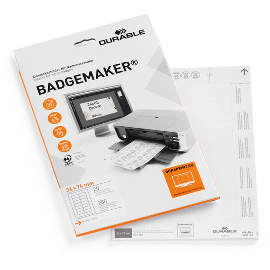 DURABLE Etiketten Badgemaker 142502 34x74mm 20 Stück Idealshop