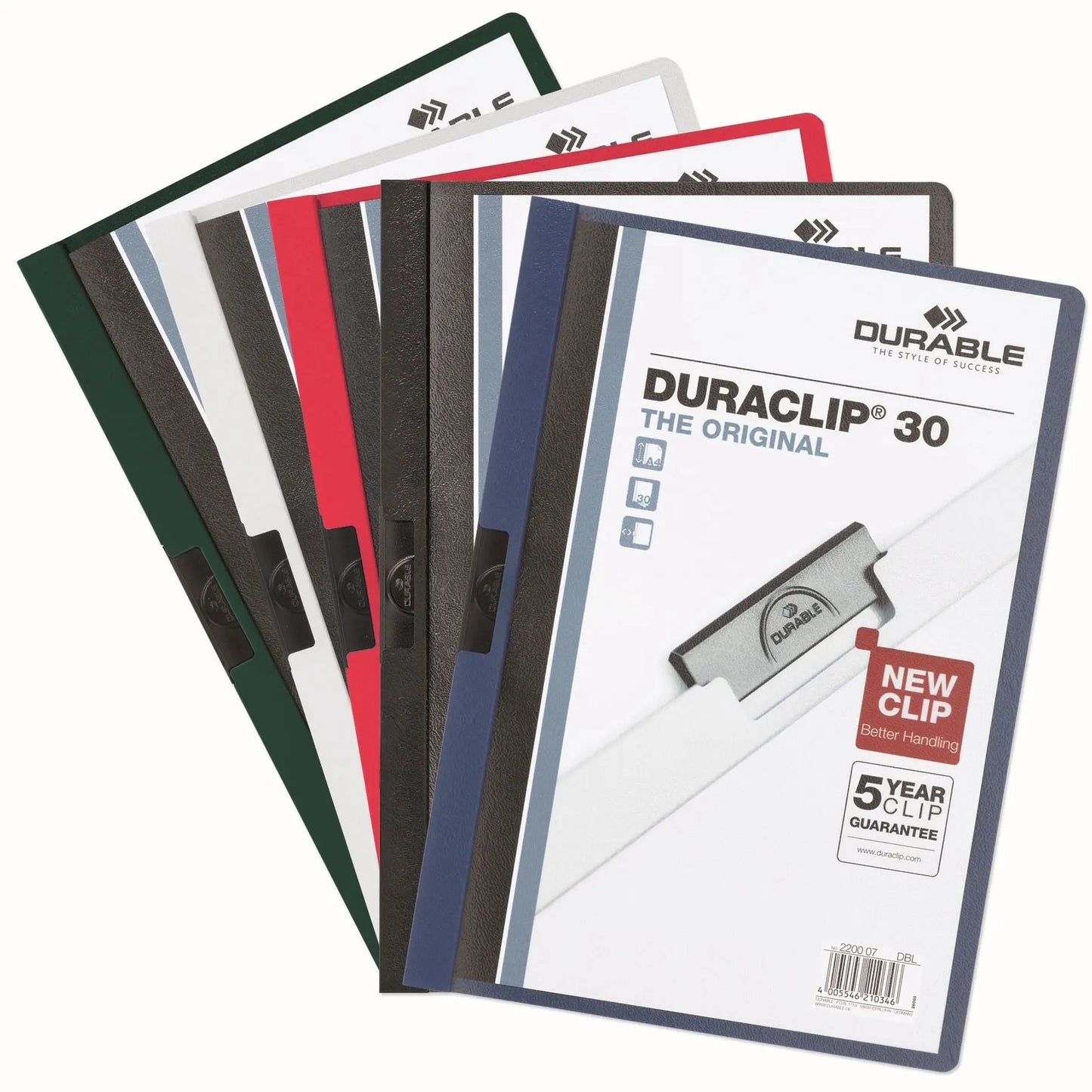 DURABLE Klemmhefter Duraclip 222700 30 Blatt A4 ass. 5 Stück Idealshop