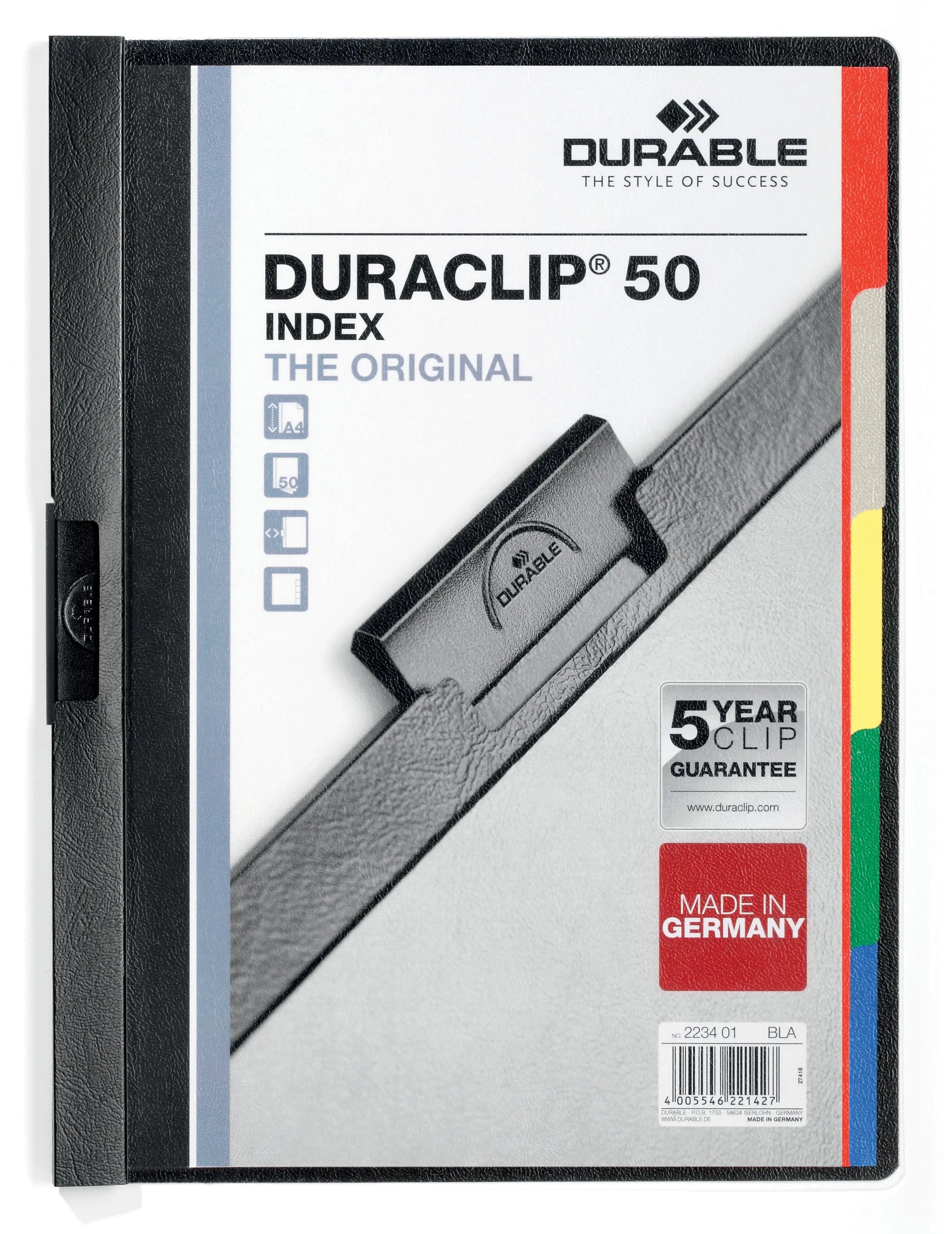 DURABLE Klemmhefter Duraclip Index A4 223401 schwarz Idealshop