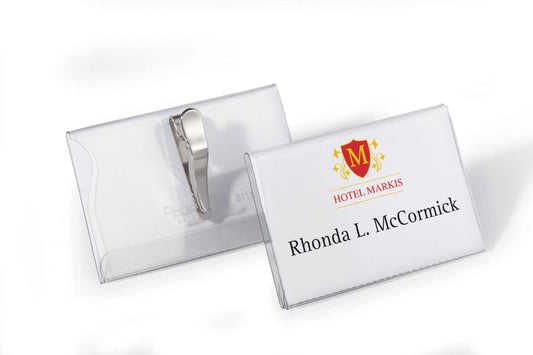DURABLE Namensschild m. Krokoklemme 811119 transparent, 54x90mm 25 Stk. Idealshop
