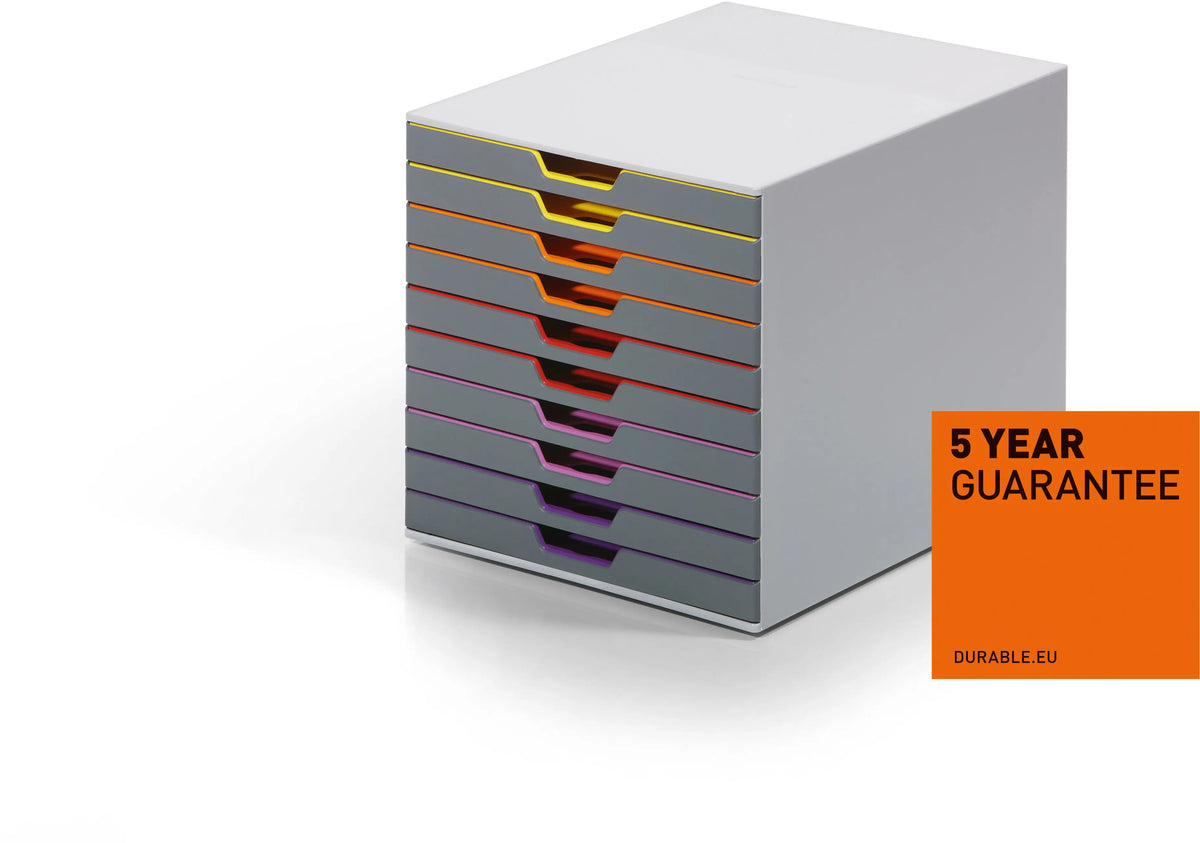 DURABLE Schubladenbox Varicolor 10 761027 grau/bunt 10 Fächer Idealshop