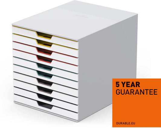 DURABLE Schubladenbox Varicolor 10 763027 weiss/bunt 10 Fächer Idealshop