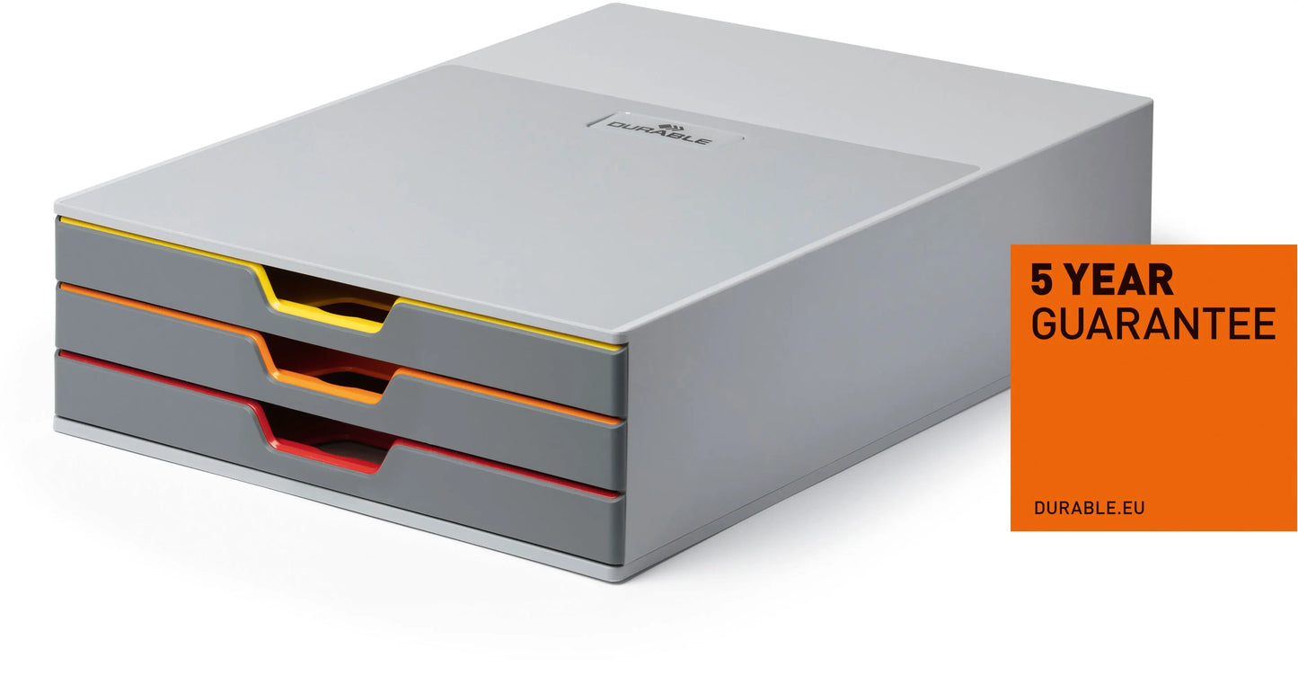 DURABLE Schubladenbox Varicolor 3 760327 weiss/bunt 3 Fächer Idealshop