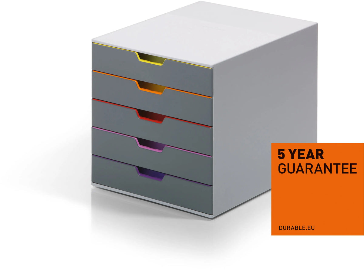DURABLE Schubladenbox Varicolor 5 760527 grau/bunt 5 Fächer Idealshop