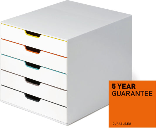 DURABLE Schubladenbox Varicolor 5 762527 weiss/bunt 5 Fächer Idealshop