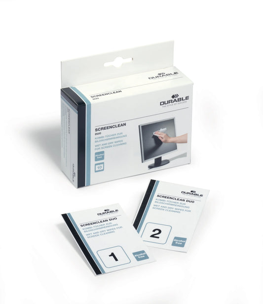DURABLE Screenclean Duo 572102 10 Tücher Idealshop
