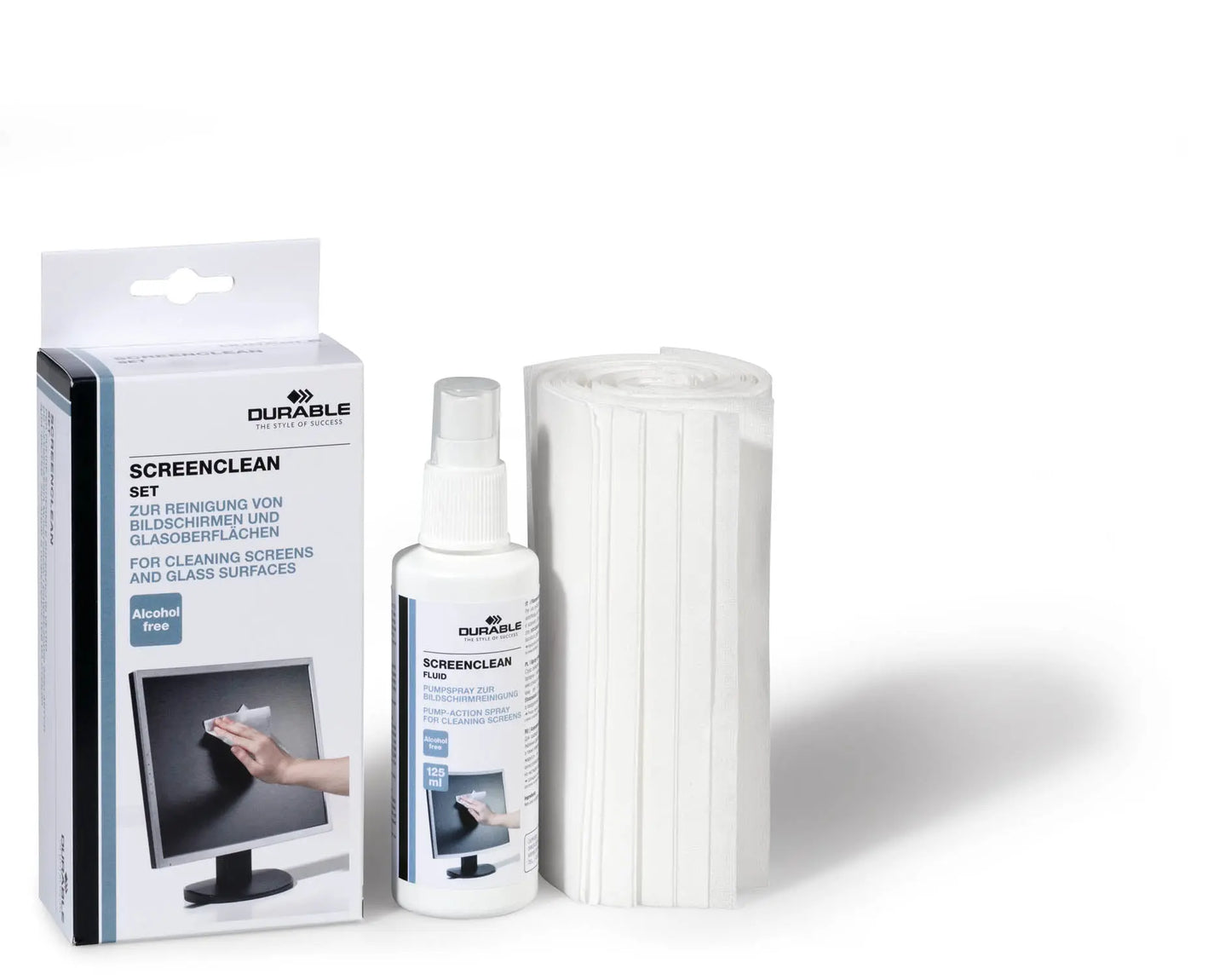 DURABLE Screenclean Set 125ml 570700 Reinigungsset 20 Tücher Idealshop