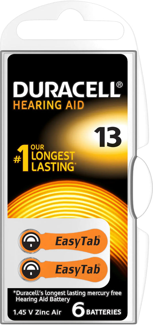 DURACELL Hörgeräte Batterie Easy Tab 13 PR48, ZincAir, 1.5V 6 Stück Idealshop