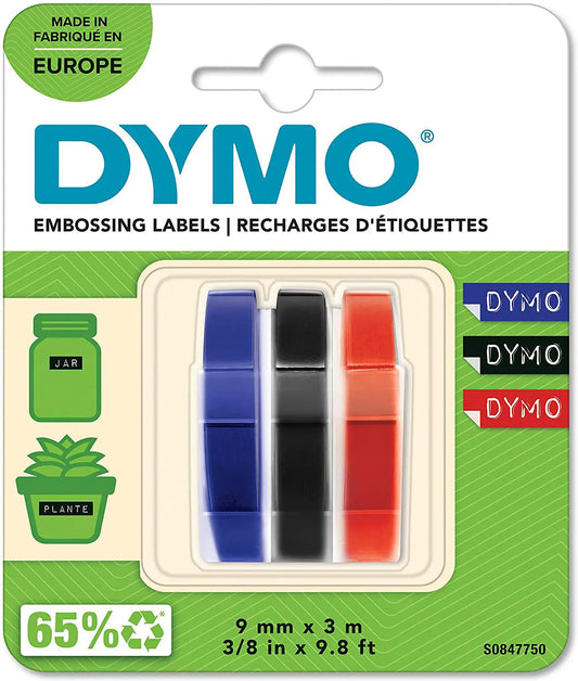 DYMO 3D-Prägeband 9mmx3m S0847750 blau, schwarz, rot 3 Stück Idealshop