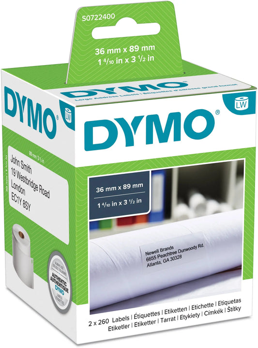 DYMO Adress-Etiketten 89x36mm S0722400 permanent 2 Rl. à 260 Stk. Idealshop