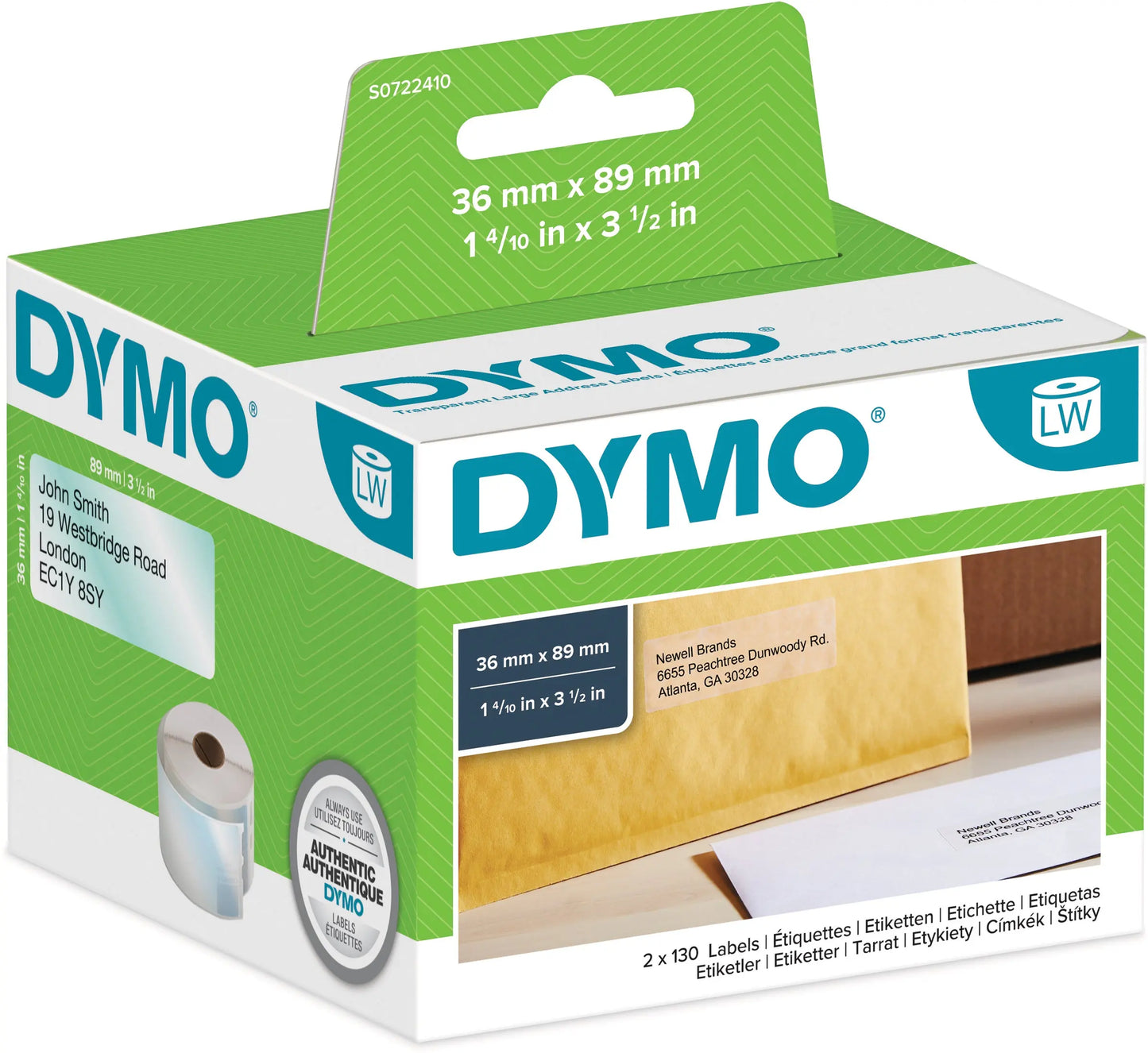 DYMO Adressetiketten PP 89x36mm S0722410 transp., permanent 260 Stk. Idealshop