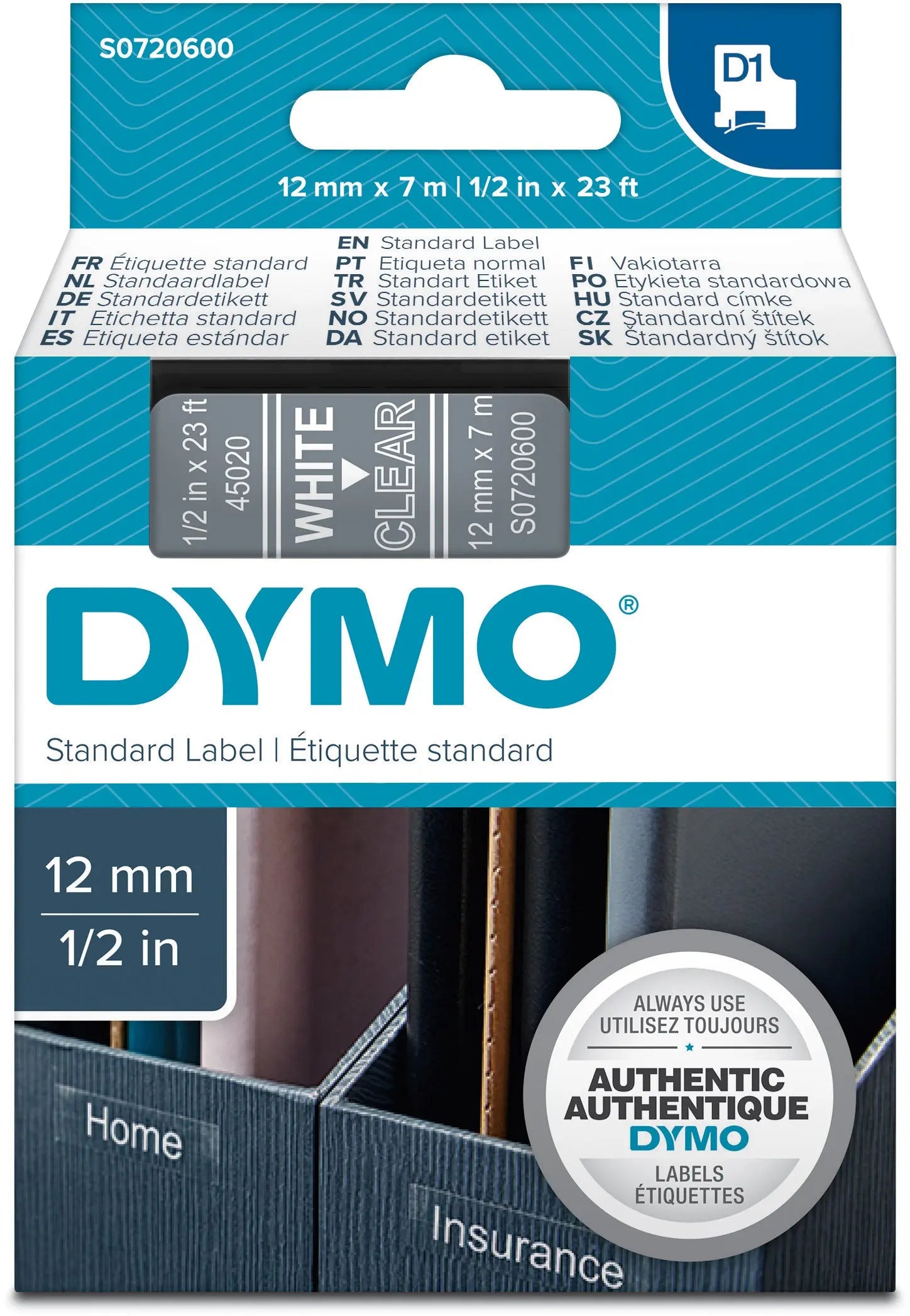 DYMO      Schriftband D1   weiss/transp. Idealshop