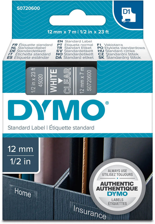 DYMO Schriftband D1 weiss/transp. S0720600 12mm/7m Idealshop