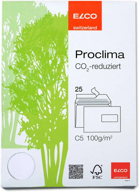 ELCO Briefumschlag proclima C5 74272.20 recycling, Fenster re. 25 Stk. Idealshop