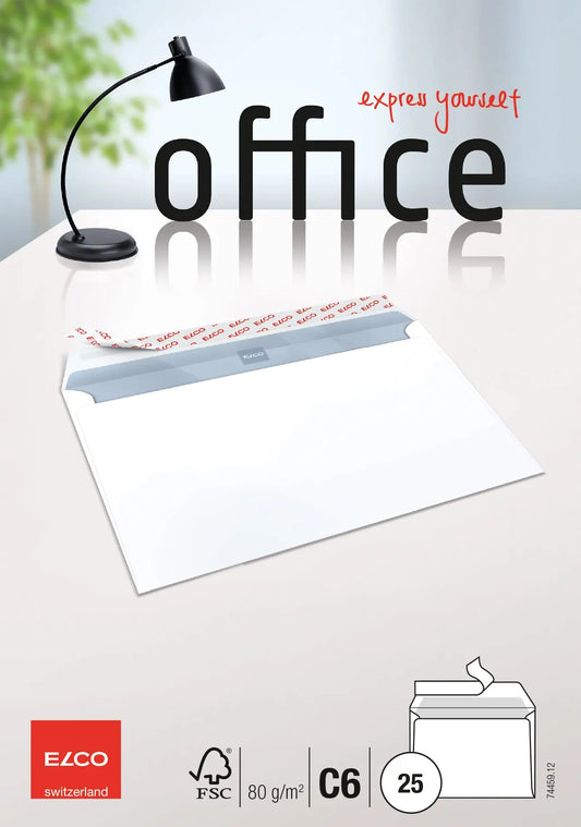 ELCO Couvert Office o. Fenster C6 74459.12 80g, hochweiss, Kleber 25 Stk. Idealshop