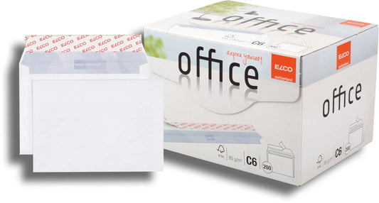 ELCO Couvert Office ohne Fenster C6 74531.12 80g,hochweiss,Kleber 200 Stk. Idealshop
