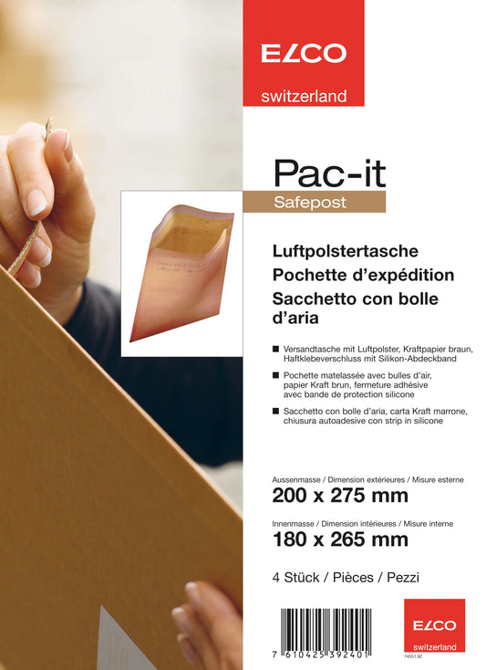 ELCO Luftpolstertasche 180x265mm 74551.92 braun 4 Stück Idealshop