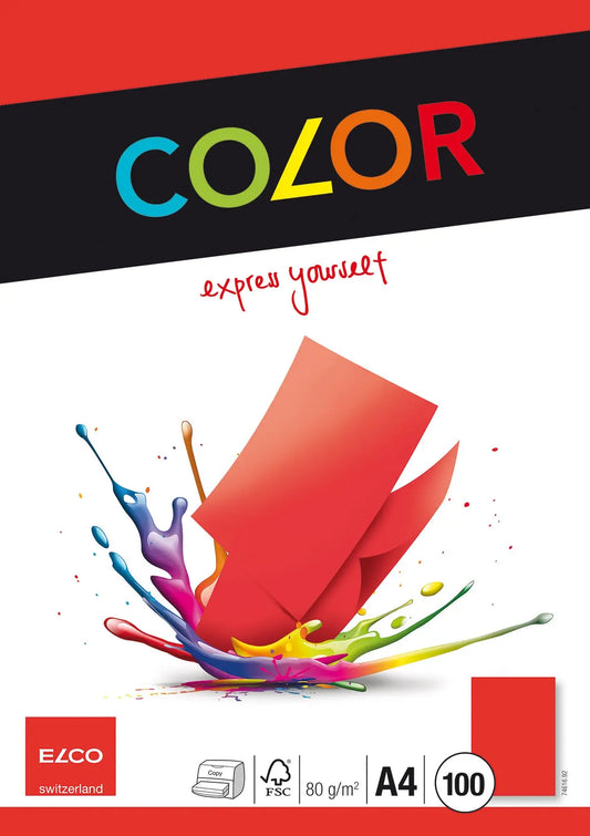 ELCO Office Color Papier A4 74616.92 80g, rot 100 Blatt Idealshop