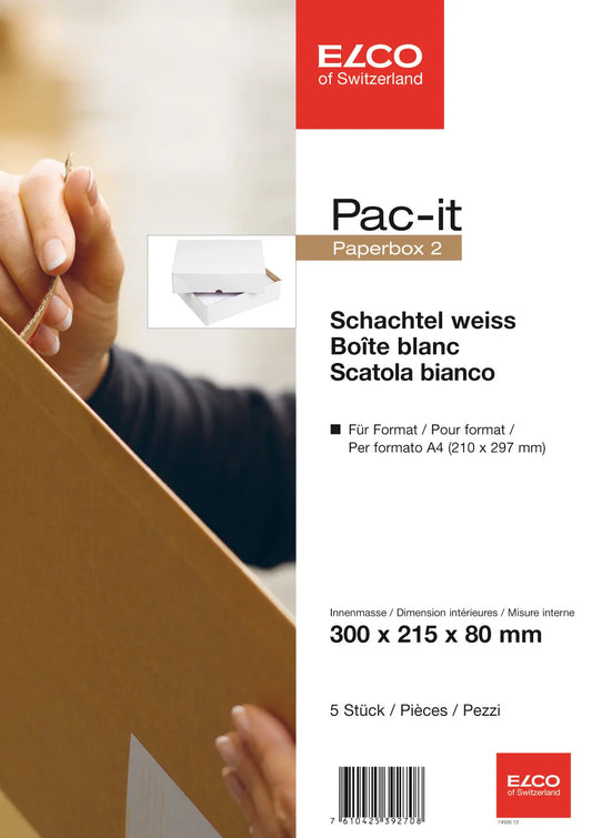 ELCO Paperbox Pac-it 300x215x80mm 74566.12 weiss 5 Stück Idealshop