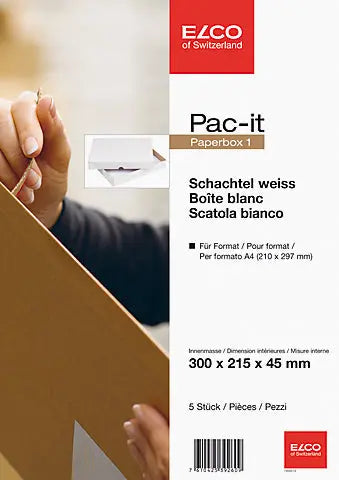 ELCO Paperbox Pac-it 300x220x45mm 74565.12 weiss 5 Stück Idealshop