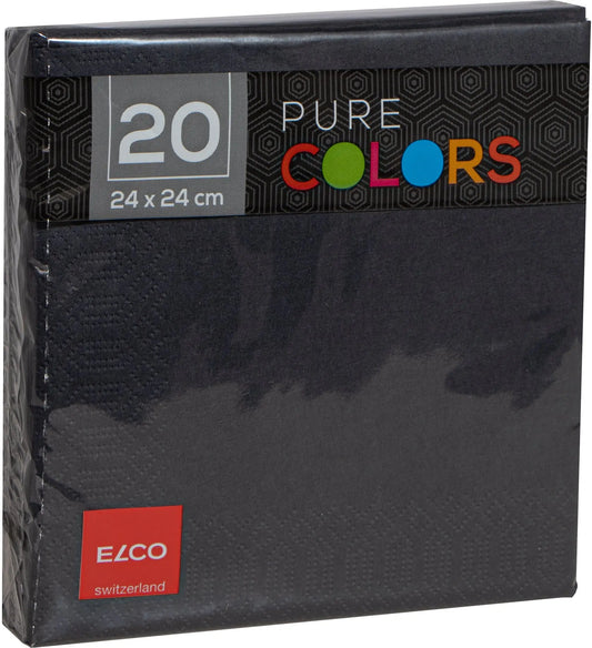ELCO Serviette Zelltuch 24x24cm PC234020-090 3-lagig, schwarz 20Stk. Idealshop