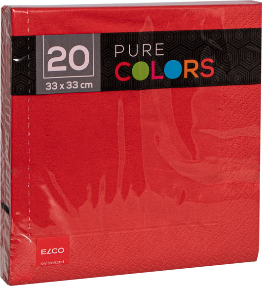 ELCO Serviette Zelltuch 33x33cm PC334020-020 3-lagig, rot 20Stk. Idealshop