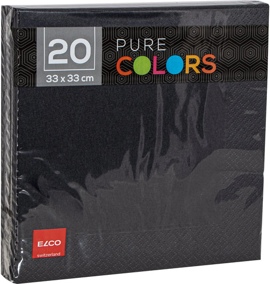 ELCO Serviette Zelltuch 33x33cm PC334020-090 3-lagig, schwarz 20Stk. Idealshop