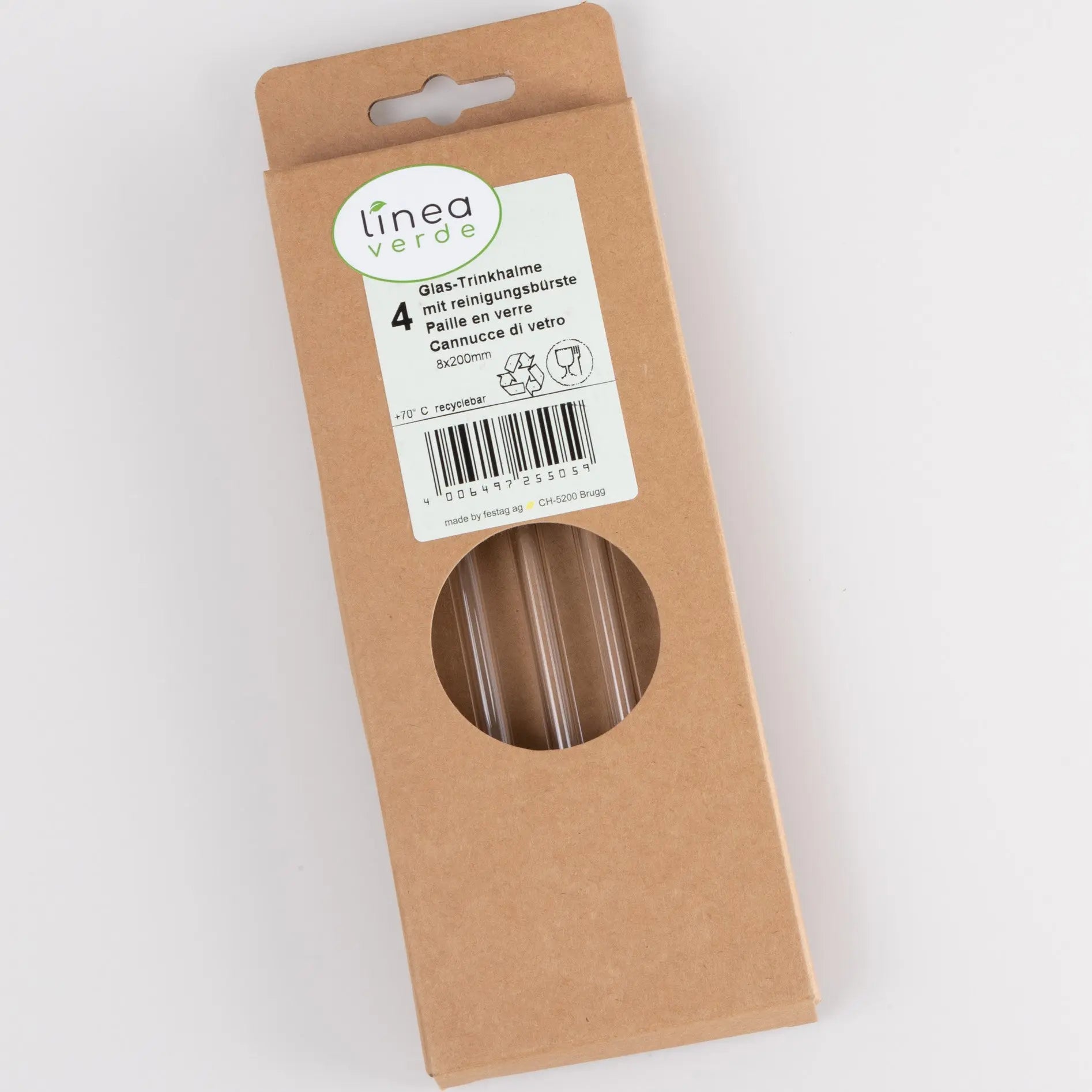 ELCO Trinkhalme aus Glas mit Bürste 25505004-041 4Stk. Idealshop
