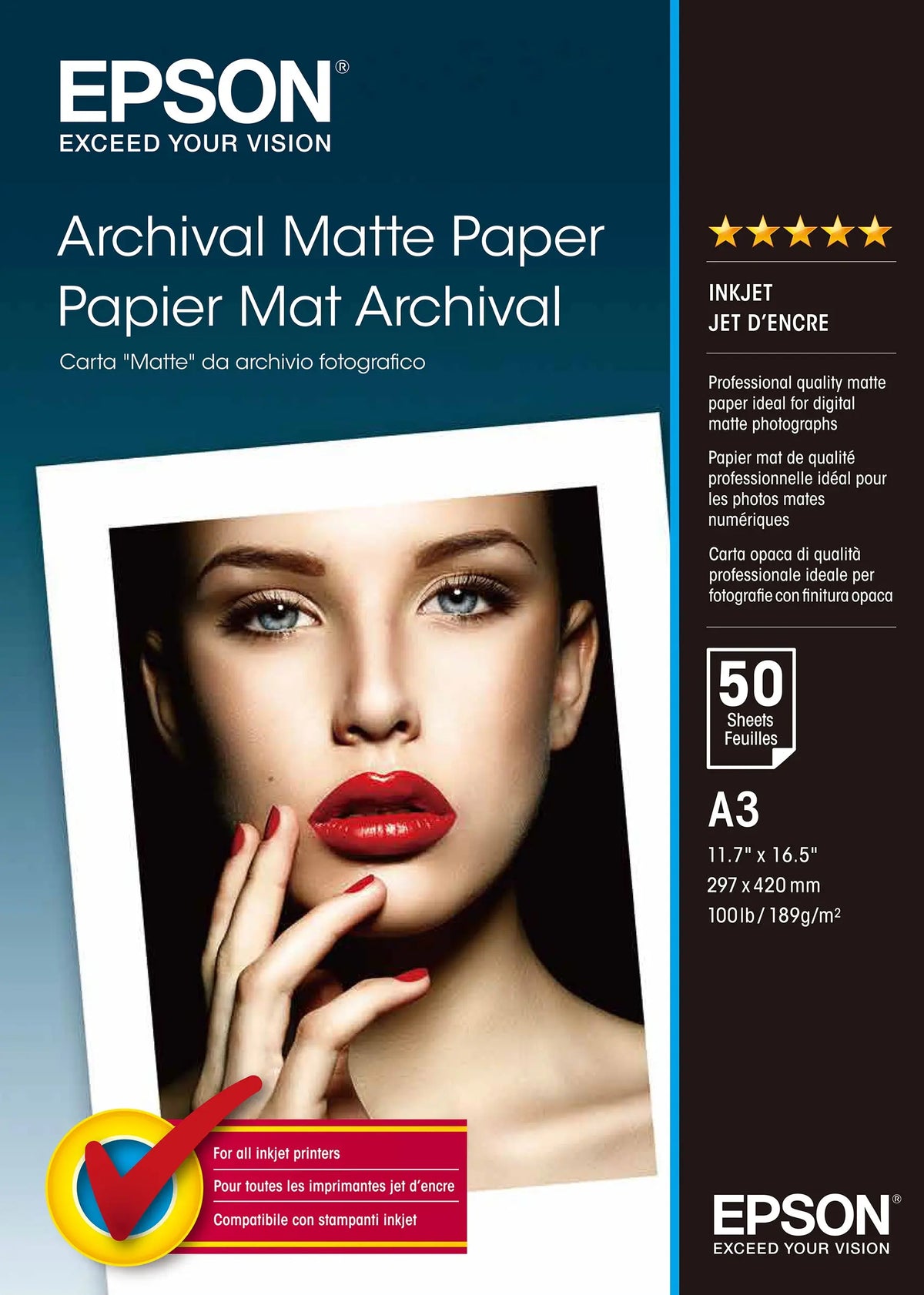 EPSON Archival Matt Paper A3 S041344 InkJet 189g 50 Blatt Idealshop