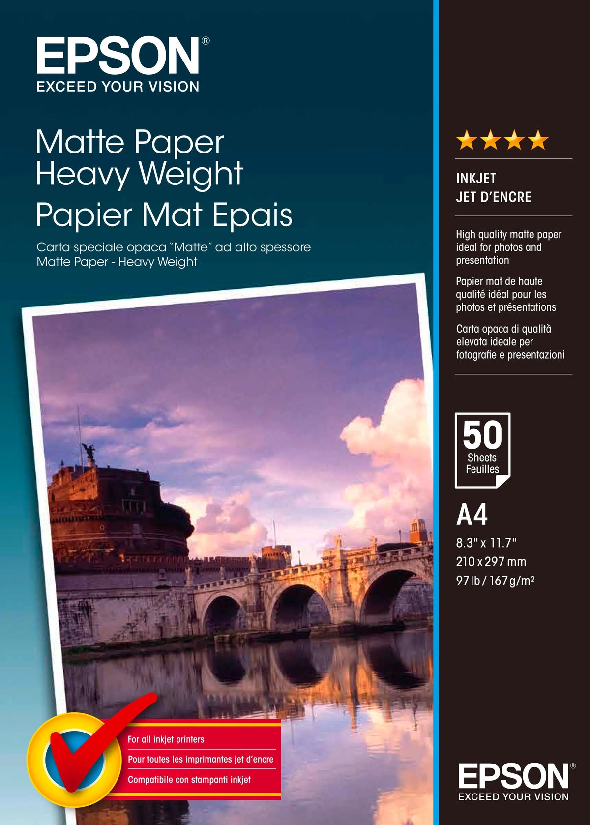 EPSON Matt Paper heavy weight A4 S041256 InkJet 167g 50 Blatt Idealshop