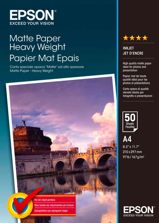 EPSON Matt Paper heavy weight A4 S041256 InkJet 167g 50 Blatt Idealshop