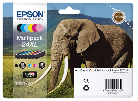 EPSON Multipack Tinte 24XL 6-color T243840 XP 750/850 6x500 Seiten Idealshop