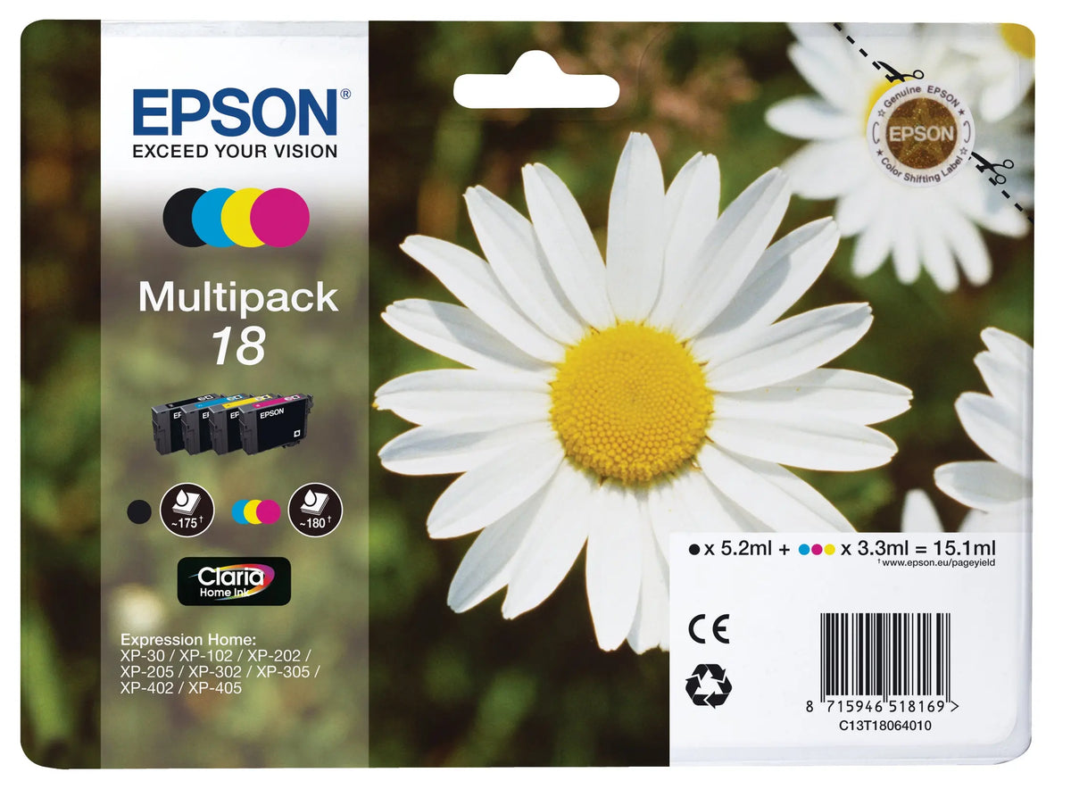 EPSON Multipack Tinte CMYBK T180640 XP 30/405 180/175 Seiten Idealshop