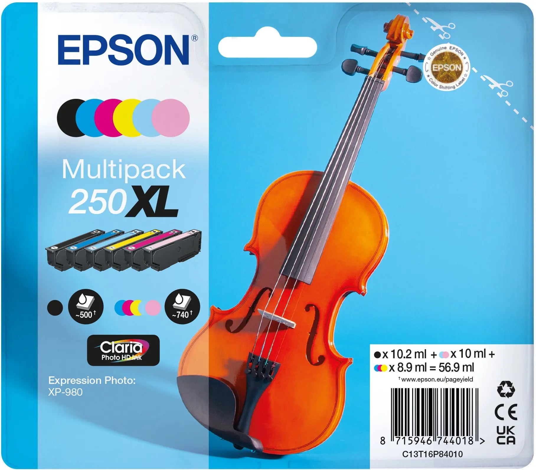 EPSON Multipack Tinte XL 250 6-color T16P84010 XP 980 6x740 Seiten Idealshop