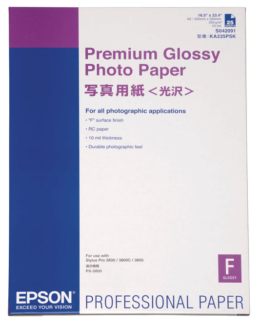 EPSON Premium Glossy Paper 255g A2 S042091 Stylus Pro 4000 25 Blatt Idealshop