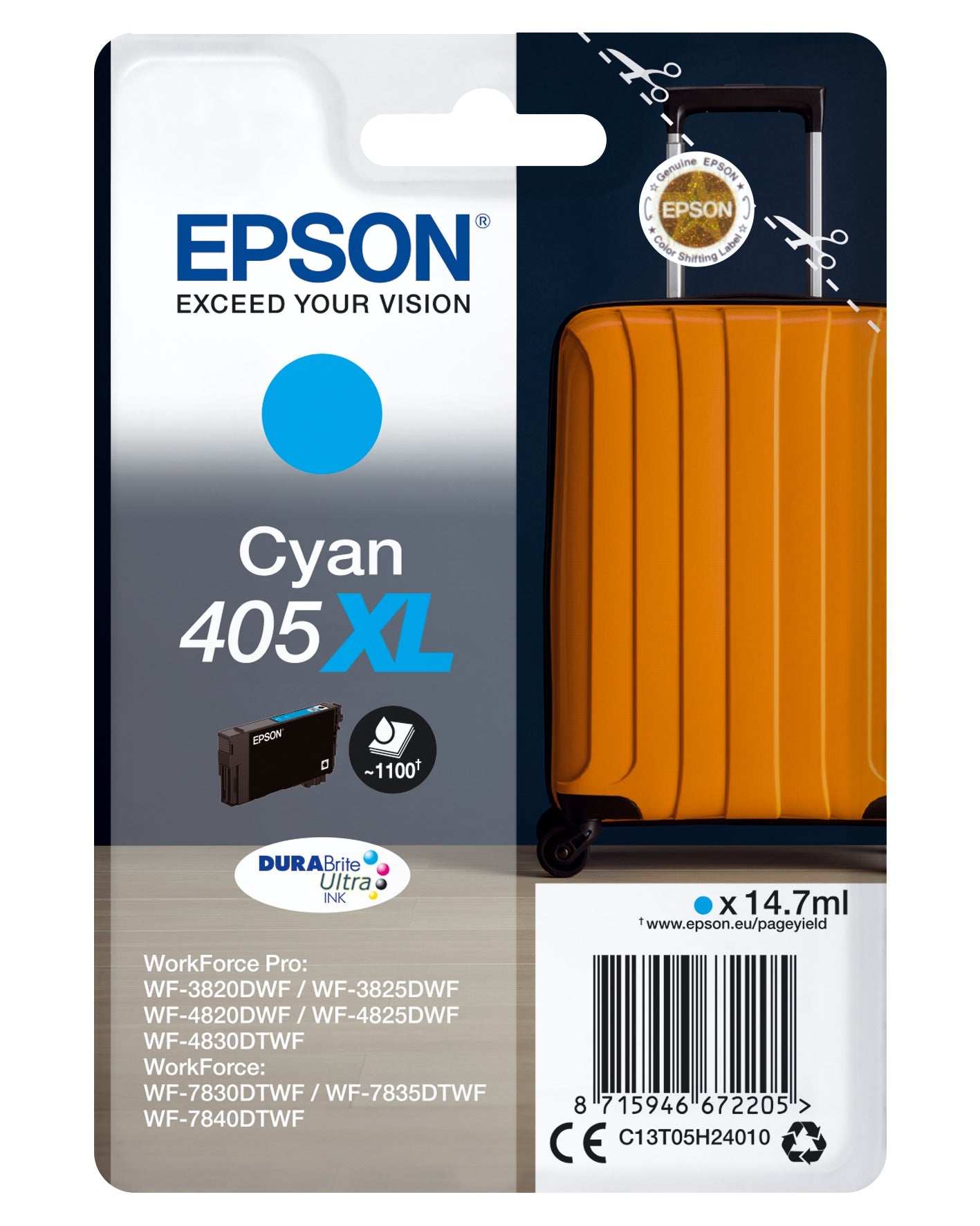 EPSON Tintenpatrone 405XL cyan T05H24010 WF-7830DTWF 1100 Seiten Idealshop