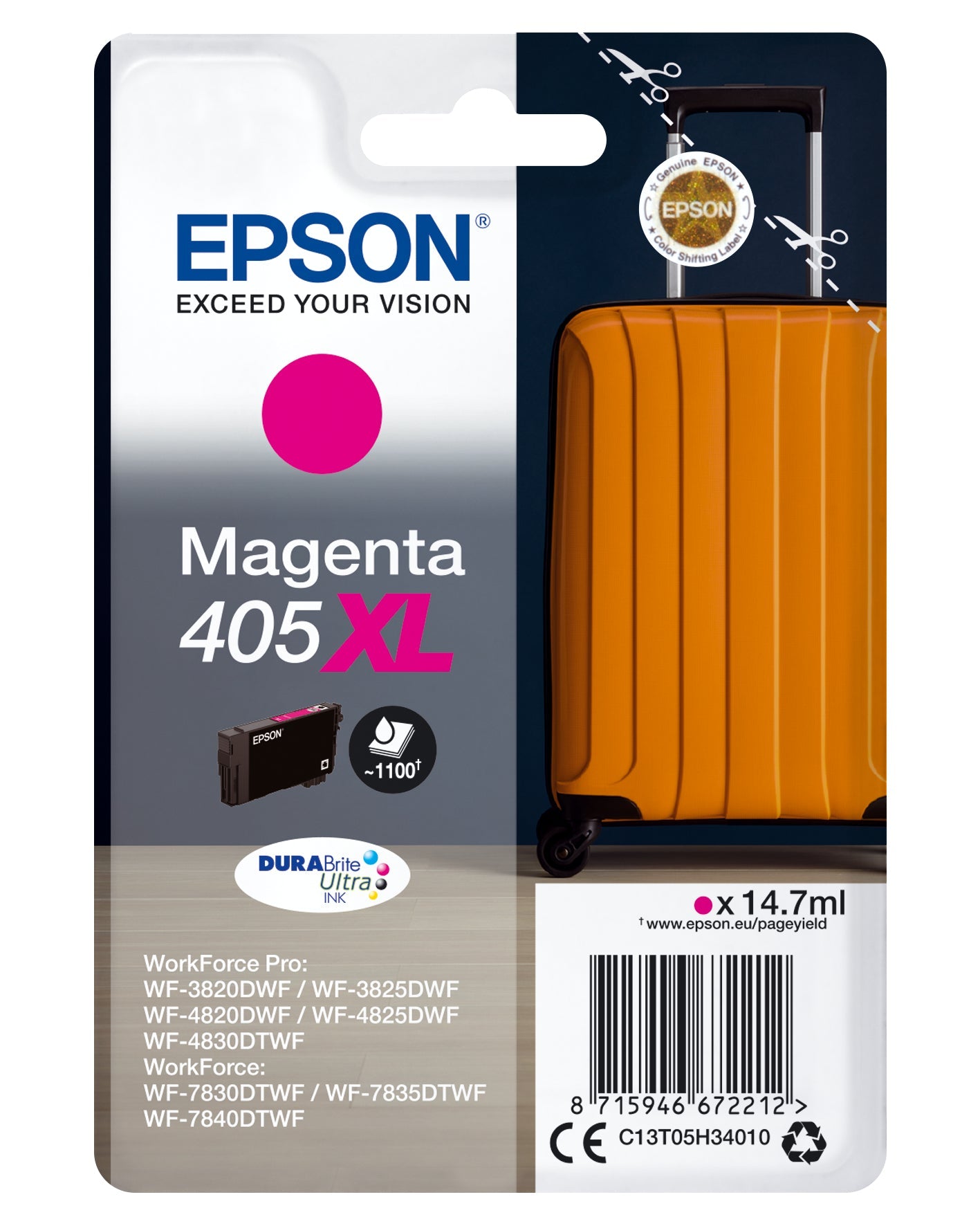 EPSON Tintenpatrone 405XL magenta T05H34010 WF-7830DTWF 1100 Seiten Idealshop